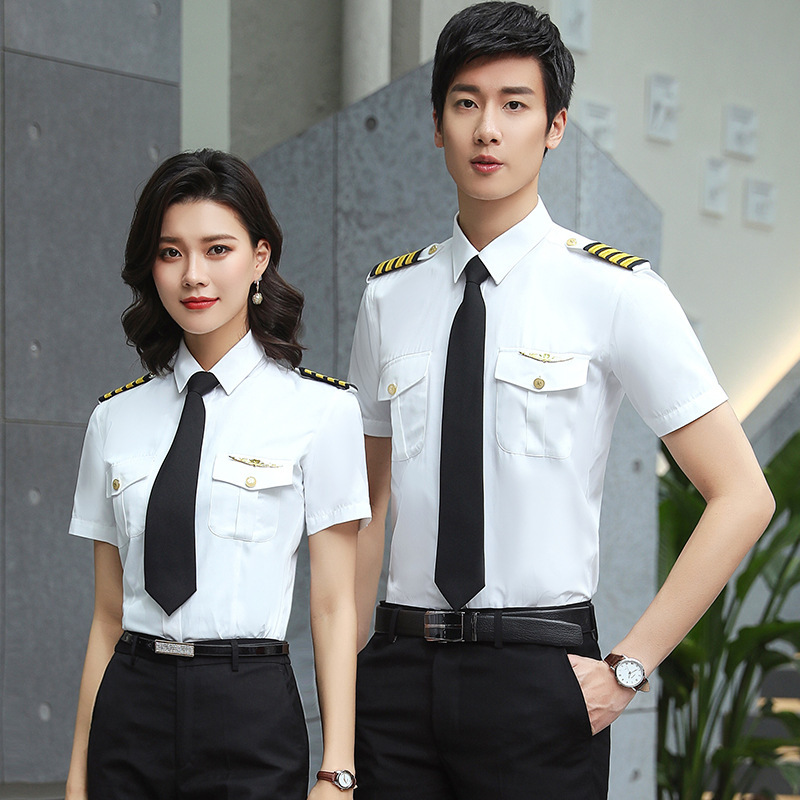 Men's and Women's Navy Shirts Stewardess Airline High Speed Train Crew Uniform KTV Bar Attendant Work Clothes Men's and Women's Navy Shirts Stewardess Airline High Speed Train Crew Uniform KTV Bar Attendant Work Clothes