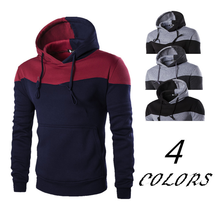 Herrenbekleidung wünschen Herren Casual Sports Farbabstimmung Kapuzenpullover Sweatshirt DW04 echtes Bild_voghion.com