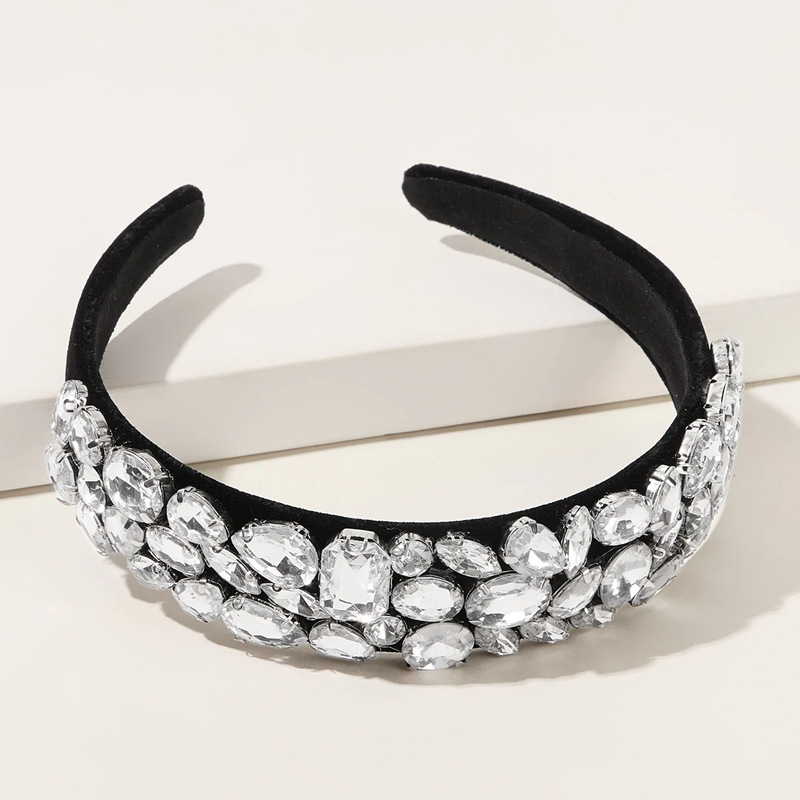 Rhinestone Geometric Wide Side Full Diamond  Headband display picture 2