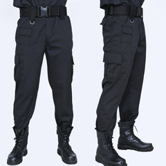 Grid training pants, security pants for men, black, wear-resistant workwear, suitable for spring and summer, thick training pants, combat pants