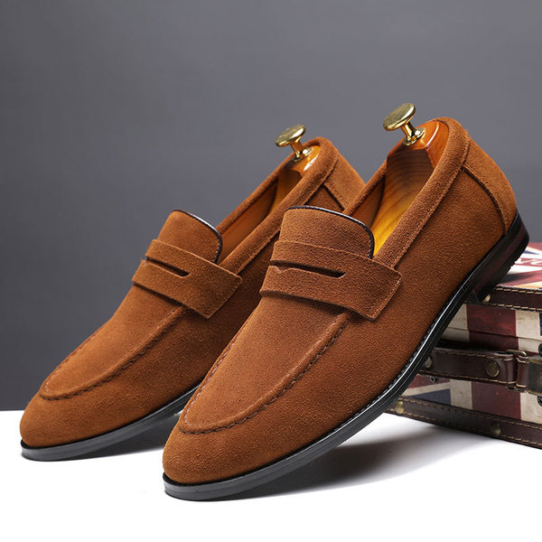 Seasonal new Korean version trendy lazy shoes, matte leather men's casual leather shoes