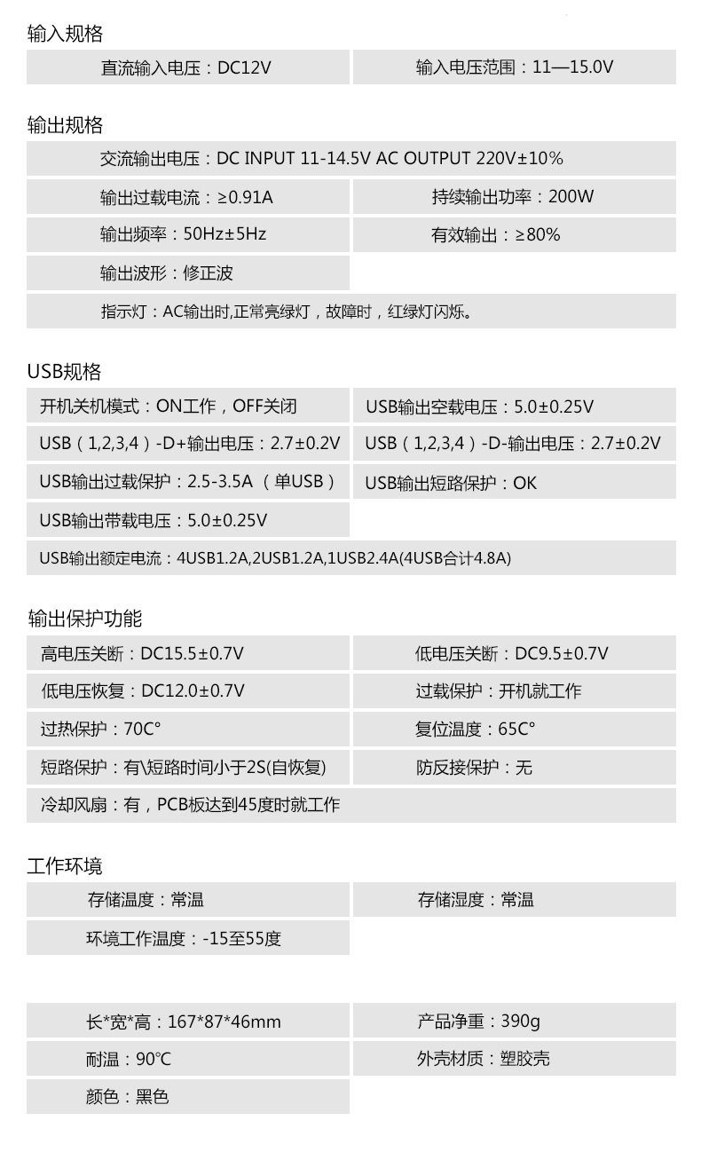 车载逆变器12v转220v