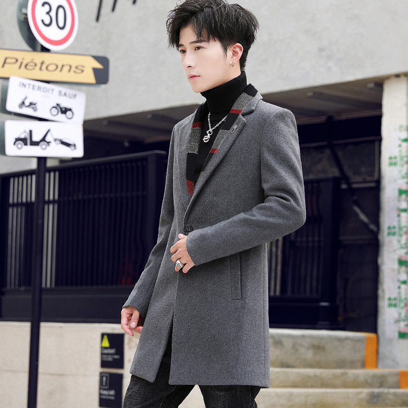 2022 new pattern Korean Edition Self cultivation man Two-sided Cashmere coat Two-sided woolen coat Mid length version On behalf of customized