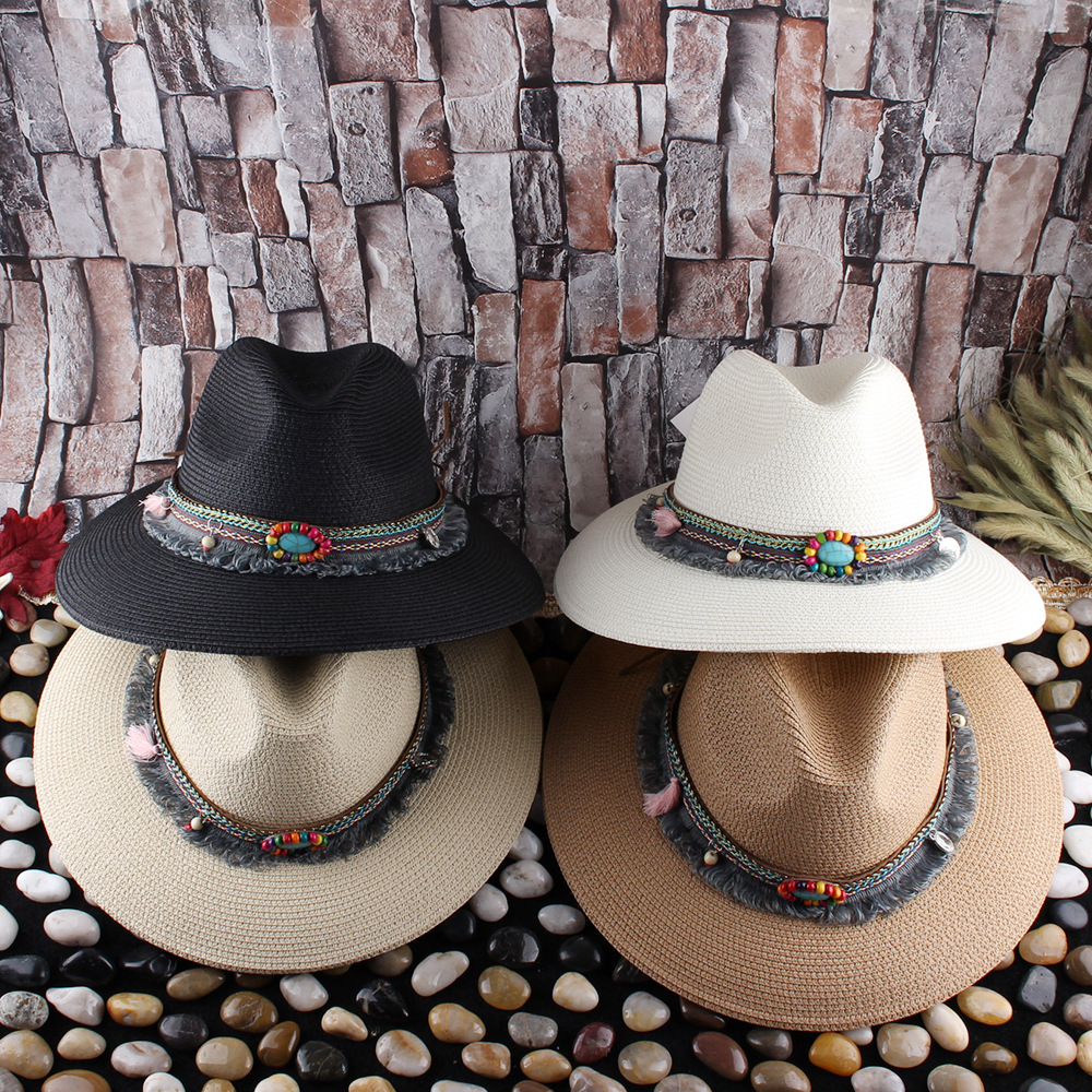 Sombrero de paja de mujer a juego de moda de verano nuevo sombrero de paja ajustable con protección solar en forma de campana sombrero de paja de viaje de playa