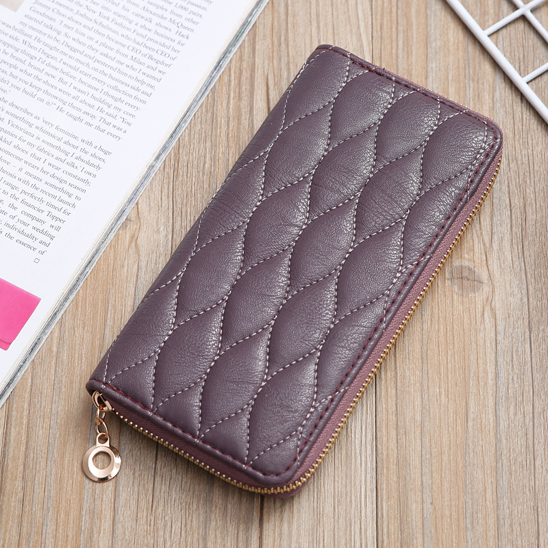Korean Embroidered Grid Multi-card Slots Large Capacity Long Wallet display picture 23