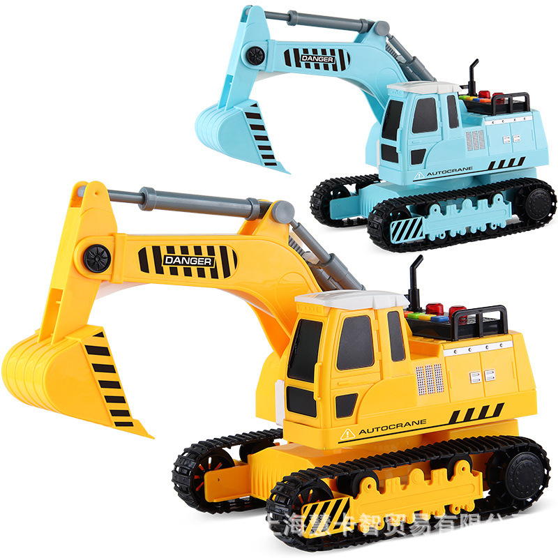 文艺1:16会讲故事工程车挖掘机运输车惯性车玩具音乐灯光唱歌