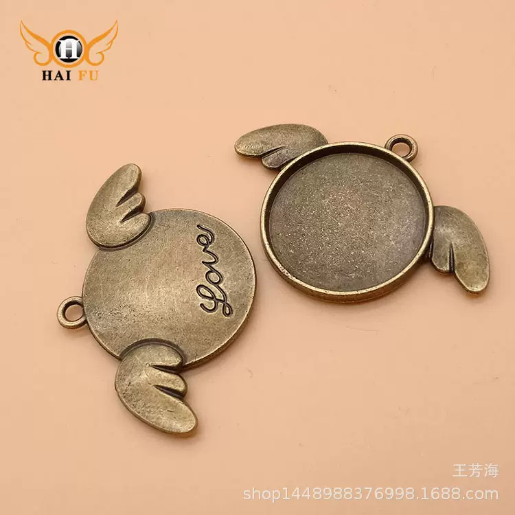 DIY复古合金吊坠LOVE天使翅膀底托贴20ＭＭ时光宝石