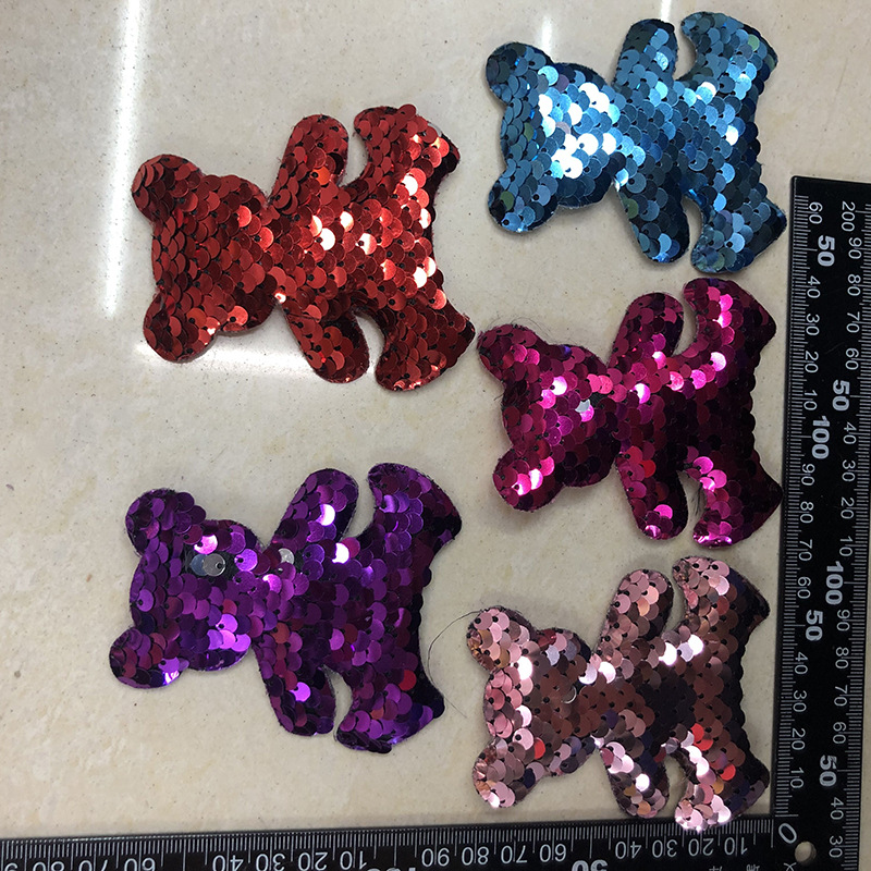 双面反光亮片可爱小熊钥匙扣配件 diy儿童饰品头饰包包挂件制定