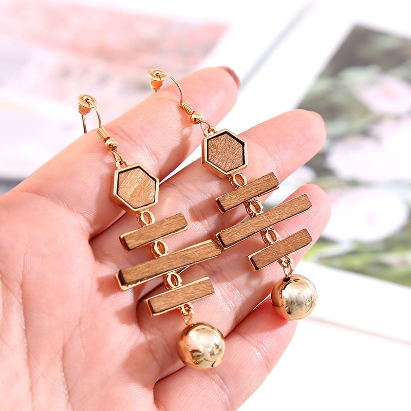 1 Pair Fashion Geometric Wood Handmade Women's Drop Earrings display picture 29