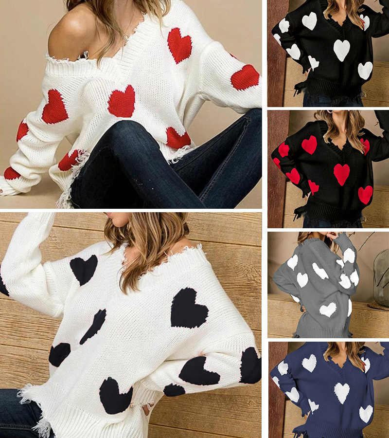 Women's Sweater Long Sleeve Sweaters & Cardigans Elegant Heart Shape display picture 1