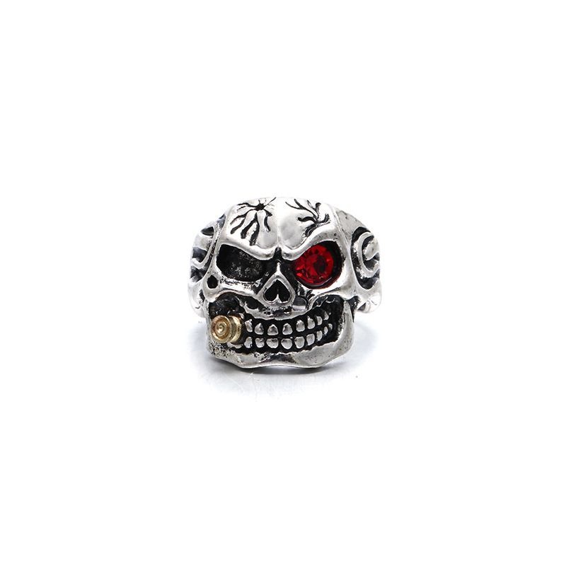 Skull Pattern Gothic Ethnic Style Cool Style Skull Alloy Plating Inlay Rhinestones Halloween Men's Rings