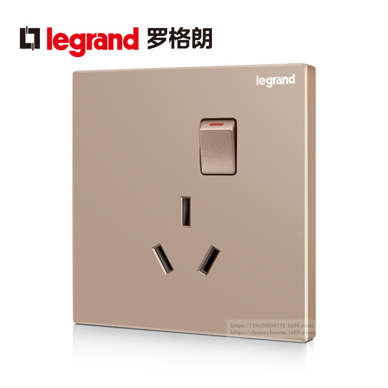 Legrand/罗格朗 逸景 16A带开关三扁插座_玫瑰金K8/15/15CS-C1