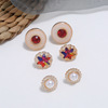 Genuine earrings, set from pearl, European style, suitable for import, 3 piece set
