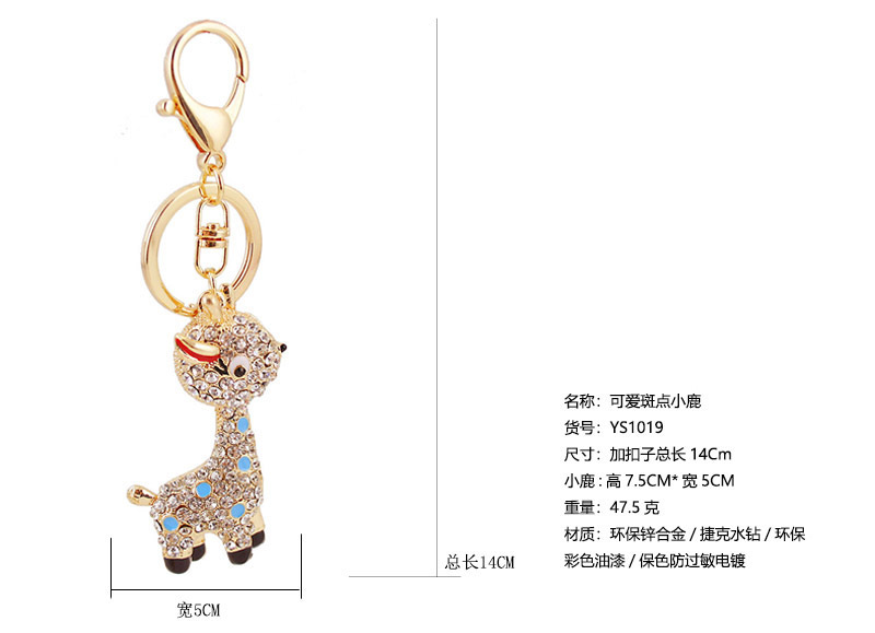 44g Weight Alloy, Metal Material Doll Pattern Unisex Gender Pink, Red, Blue Color Alloy Rhinestone Deer Keychain 无
