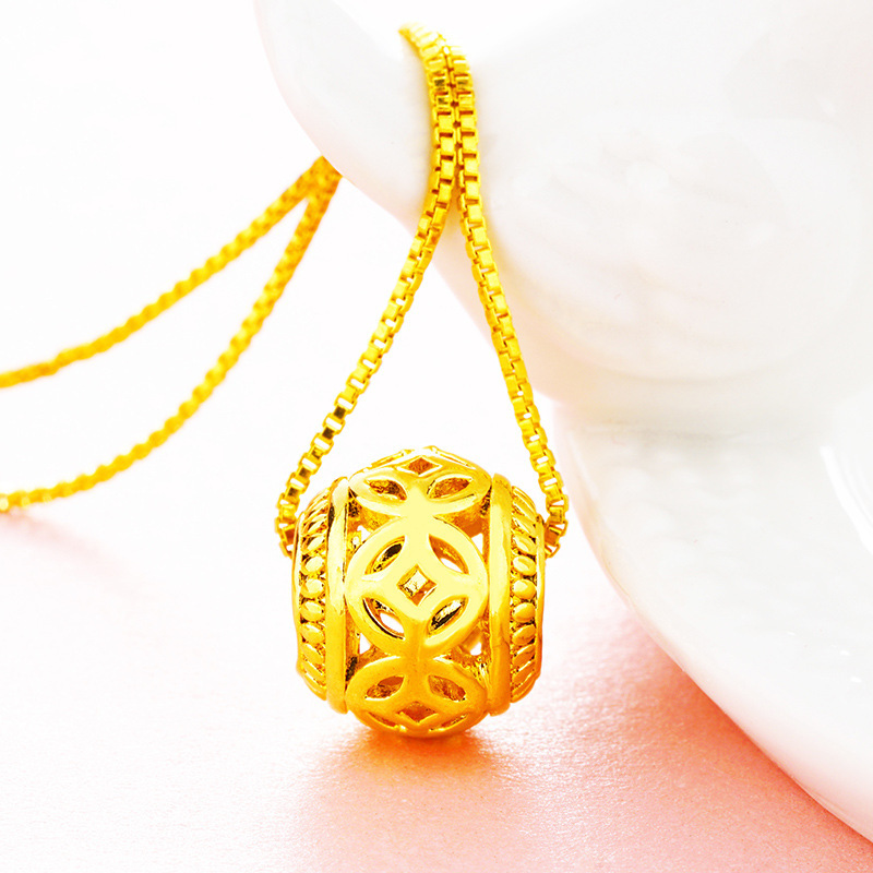 Arena de terciopelo oro imitación 24K oro hueco moneda suelta perlas colgante Vietnam arena oro luantong antiguo francés perlas COLLAR COLGANTE