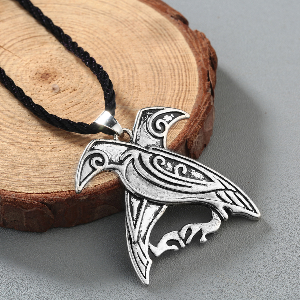 Cxwind Unique Personality Ancient Silver Double Bird Pendant Men's Slavic Necklace Birthday Gift_voghion.com