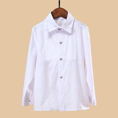 兒童男孩棉質黑白色長袖襯衫校服中大童寫真舞台演出大合唱白襯衣