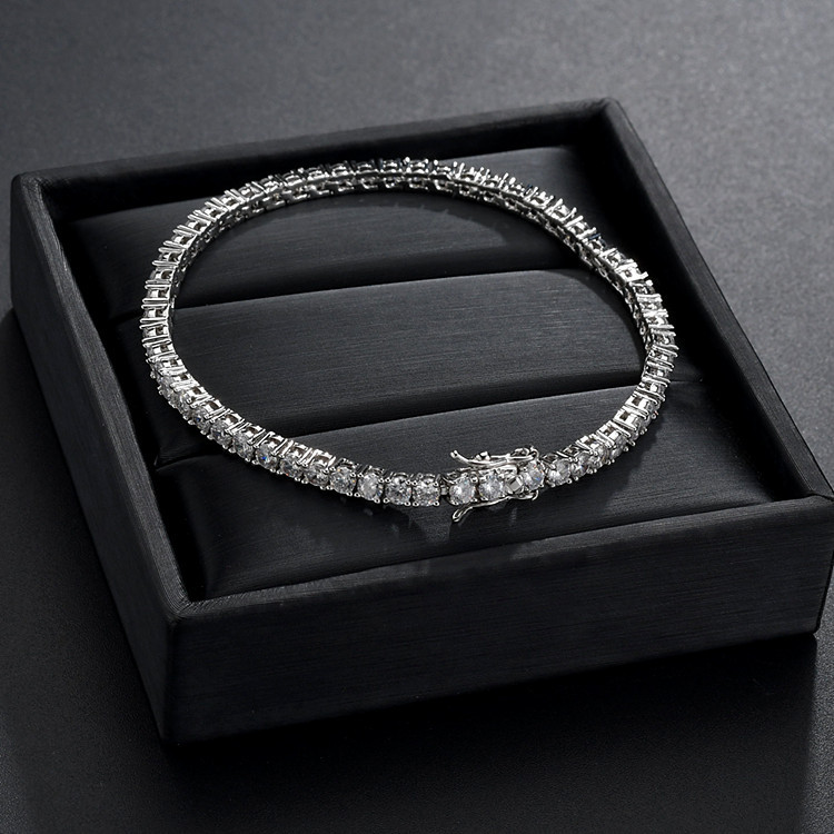 18g Weight Zircon Inlay Material Bracelets Classification 1 Piece Quantity Hip-hop Geometric Copper Plating Inlay Zircon Gold Plated Unisex Bracelets