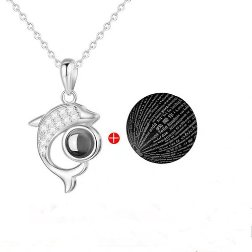 Dolphin necklace female trendy Internet celebrity projection customized 100 languages ​​​​I love you language clavicle chain for girlfriend
