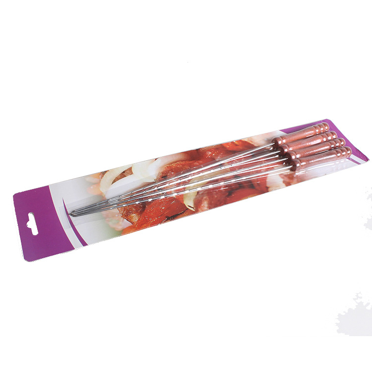 Ventas directas de fábrica 4 mango de madera política de tarjeta de succión barbacoa herramientas Herramientas anti-scald mango de madera barbacoa aguja barbacoa palo de madera