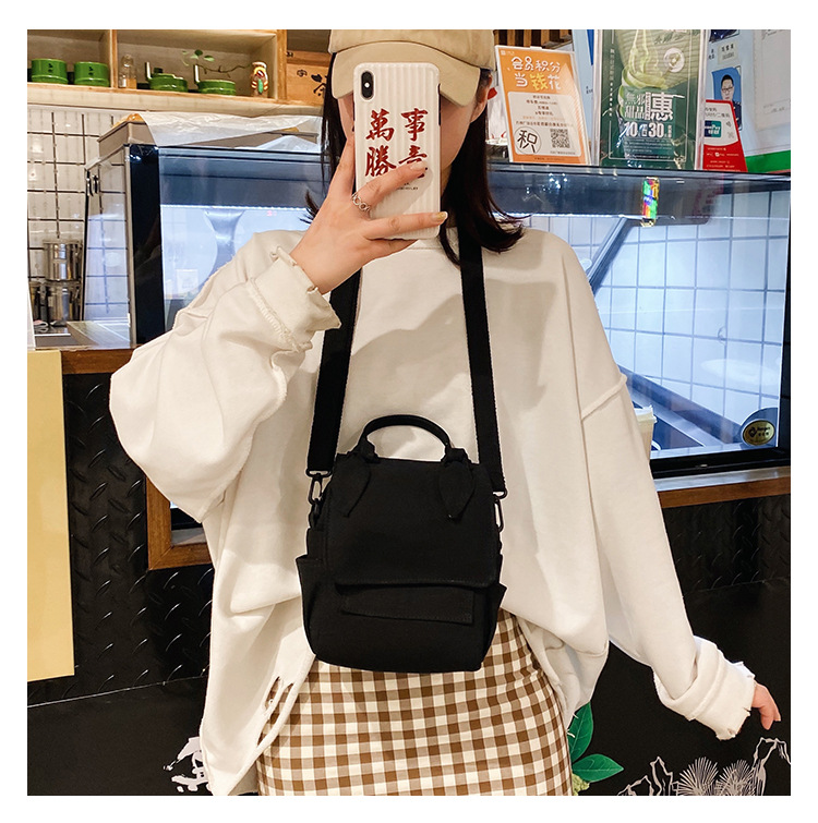 Style Coréen Ulzzang Vintage Style Simple Tout-match Solide Couleur Fille Toile Épaule Sac Style Japonais Harajuku Étudiants Sac display picture 33