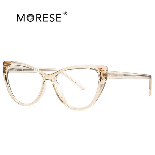 New Fashion Cat-Eye Anti-Blue Light Eyeglass Frame for Women, Personalized Creative TR90 Spring Transparent Non-Rimmed Eyeglasses Frame 2003