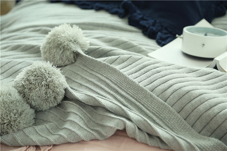 Lehká luxusní severská jednoduchá celobavlněná černá keprová deka do hotelové ložnice, vlněná deka, povlečení_voghion.com