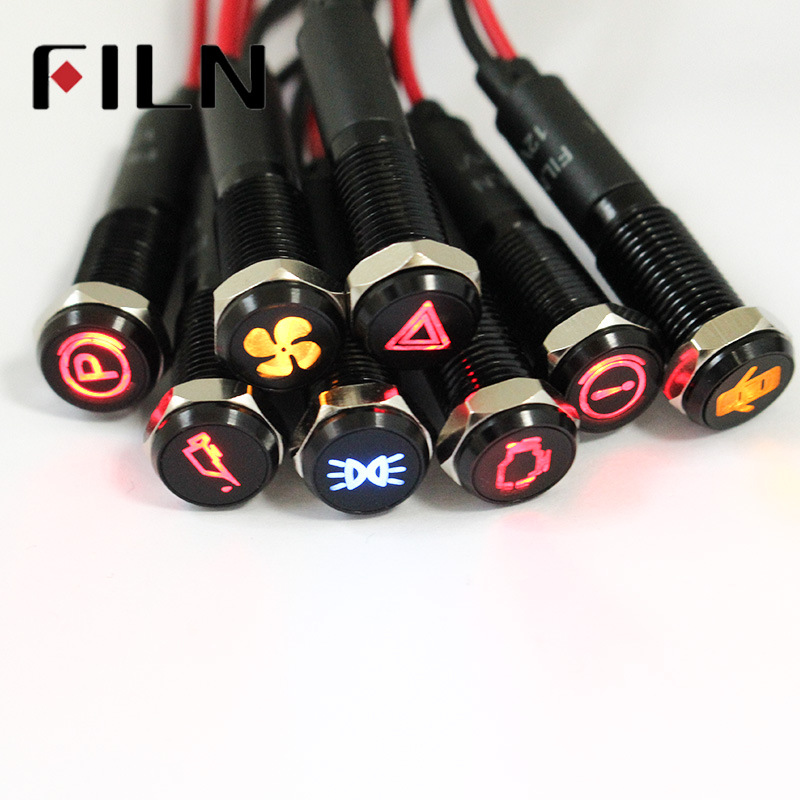 8mm black Shell indicator light Special symbols led Light 12V small-scale indicator light green indicator light