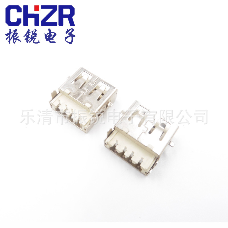 振锐直销USB沉板前贴后插耐高温 USB2.0沉板贴片无卷边USB插座