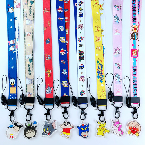 Mobile phone lanyard widened version for women fabric lanyard rope long and short mobile phone chain pendant pendant chain key cartoon