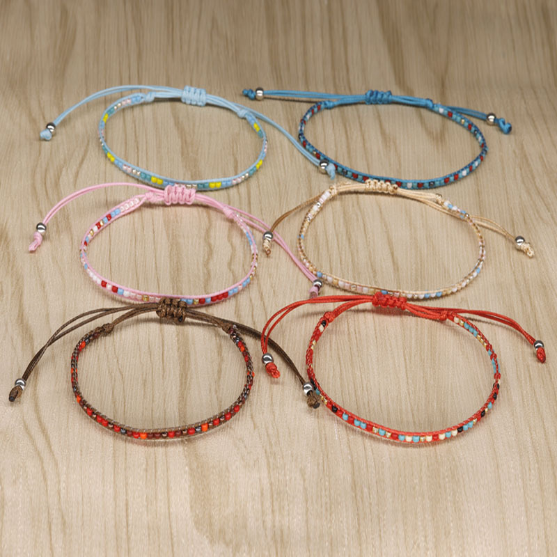 1 Piece Simple Style Round Multicolor Rope Beaded Knitting Women's Bracelets display picture 3