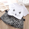 Short sleeve letter print 2-piece girls’ casual suit