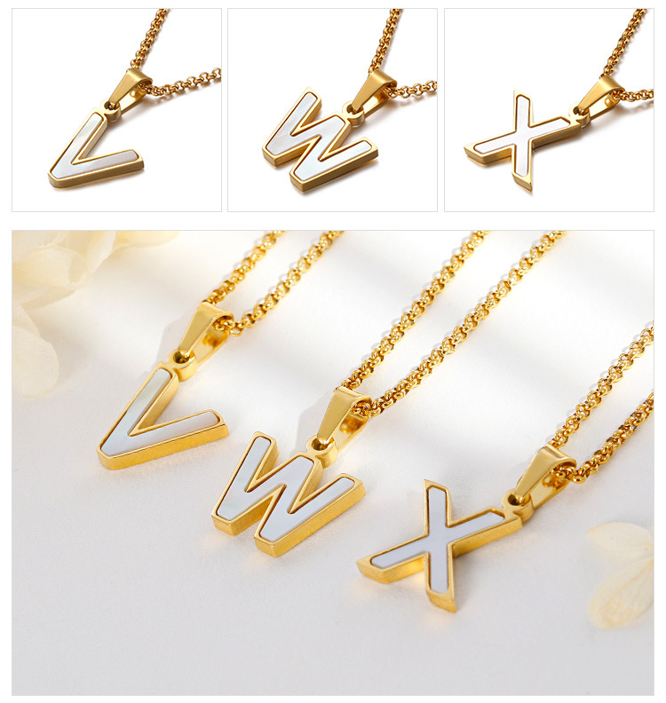 Shell Titanium Steel 18K Gold Plated Plating Letter Necklace display picture 3