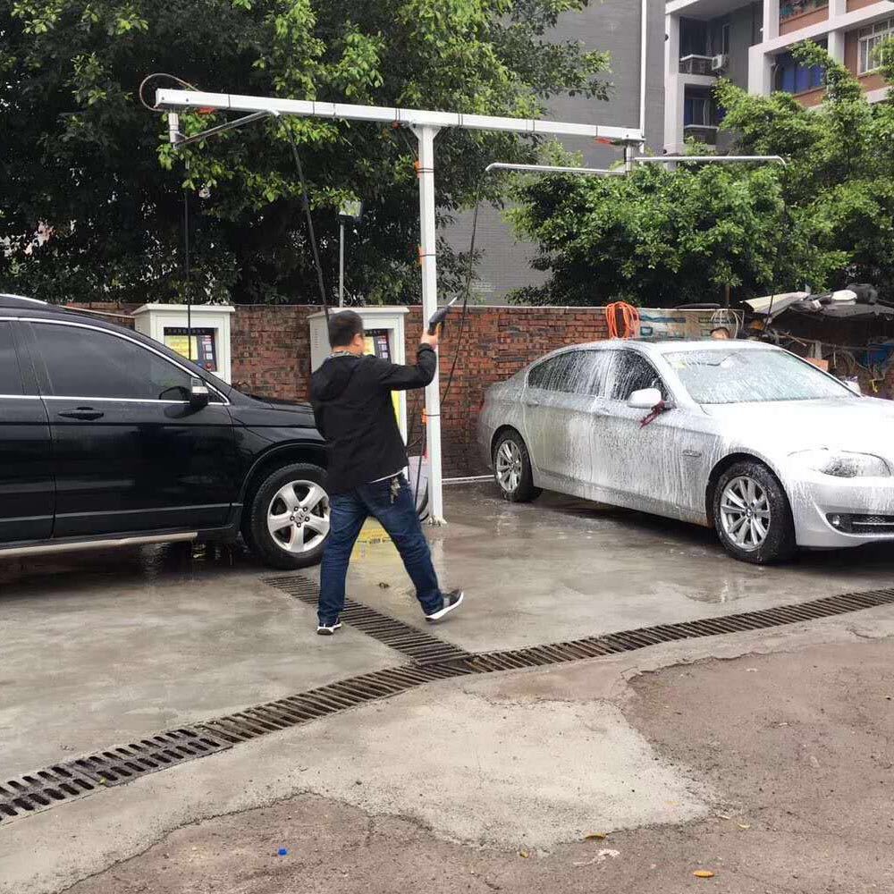 厂家自助洗车悬臂360度旋转不锈钢高压摇臂泡沫清水双臂