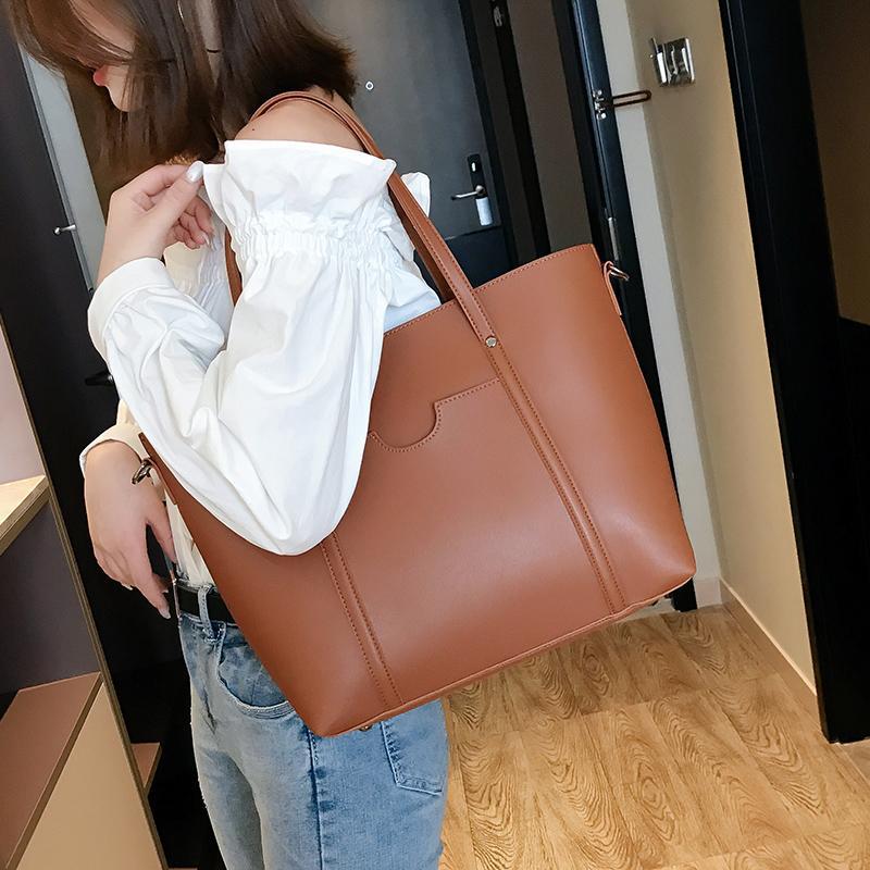 2079g Weight Polyester Cotton Lining Material Large Pu Leather Vintage Style Tote Bag Shoulder Bag