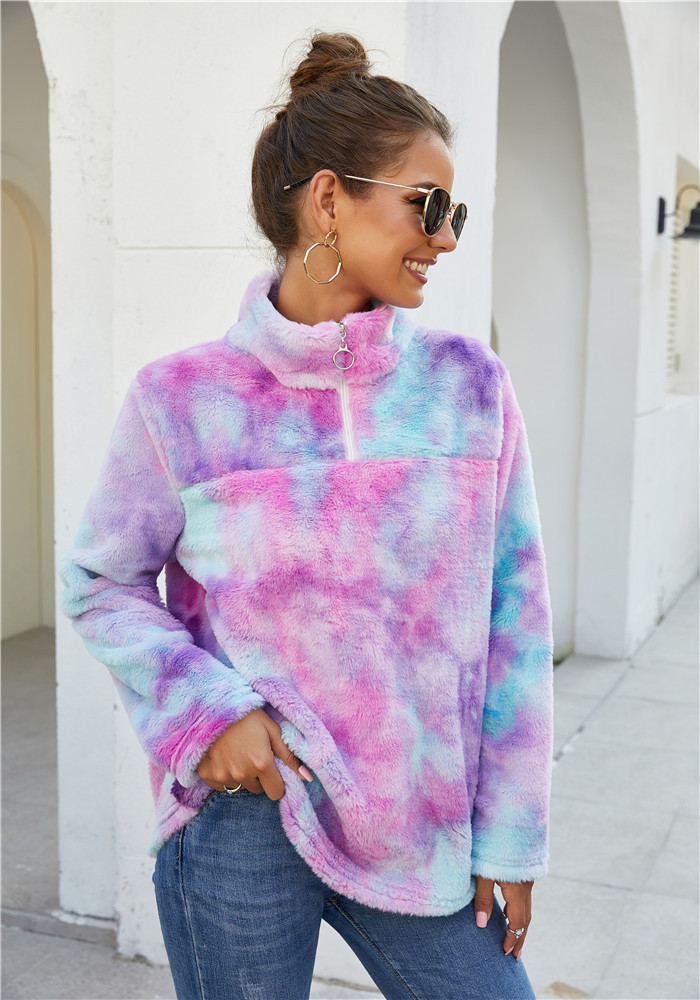 rainbow color plush jacket gradient color plush sweater  NSBTY62690