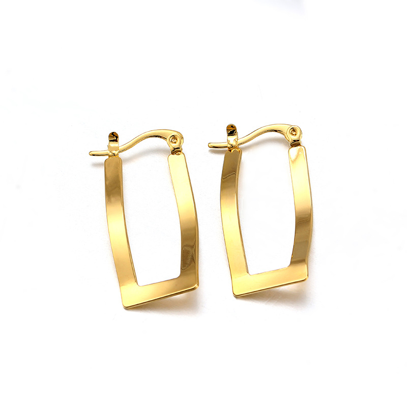 Titanium&Stainless Steel Fashion Geometric earring(Gold 3.0cm)Fine Jewelry NHIM1691-Gold-3.0cm
