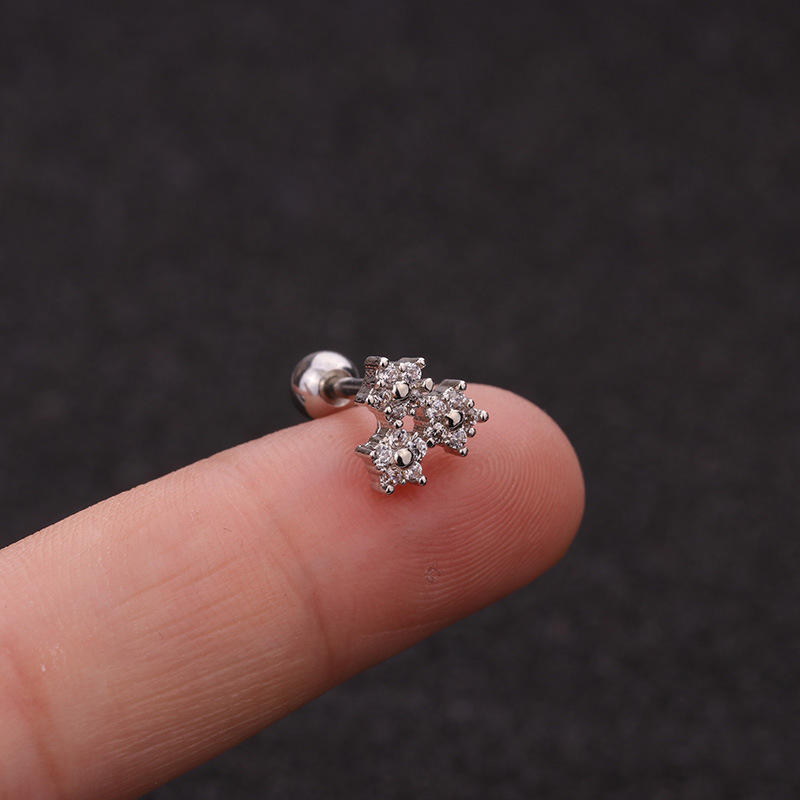 Fashion new zircon flower love bowknot screw alloy ear bone nails