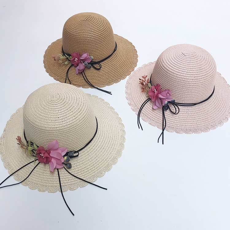 Korean Flower Sunshade Sunscreen Foldable Straw Hat display picture 2