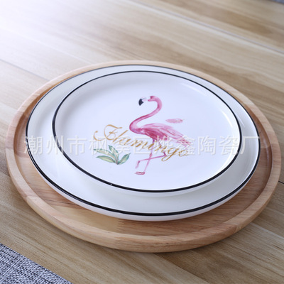 4个装 家用盘子 碗菜盘早餐2人情侣方盘平盘牛排家用创意陶瓷碟子|ms