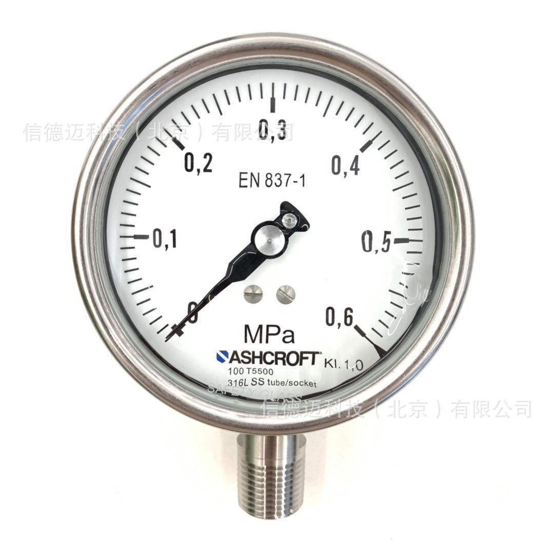 ASHCROFT压力表100=T5500=S=L=04=L=0P6MPA=X=GV=MP=NH=SG=C4=CD6