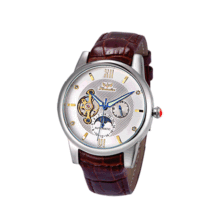 8061時尚日月星辰陀飛機械手表防水 真皮表帶 男士商務腕表