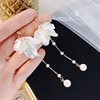 Trend long fashionable advanced earrings with tassels from pearl, Korean style, flowered, high-quality style