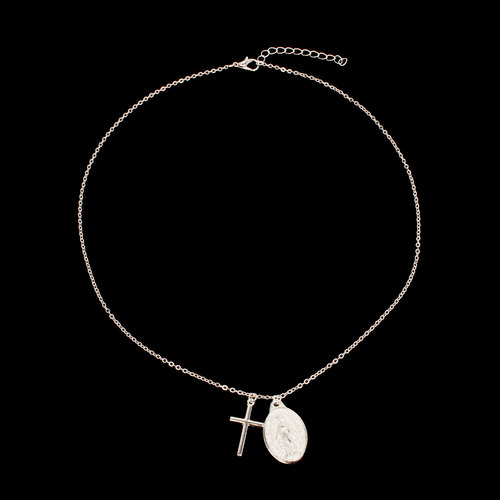 European and American-style jewelry: Women's Cross & Virgin Mary Necklace — Stylish, Creative, and Chic Clavicle Chain Accessory