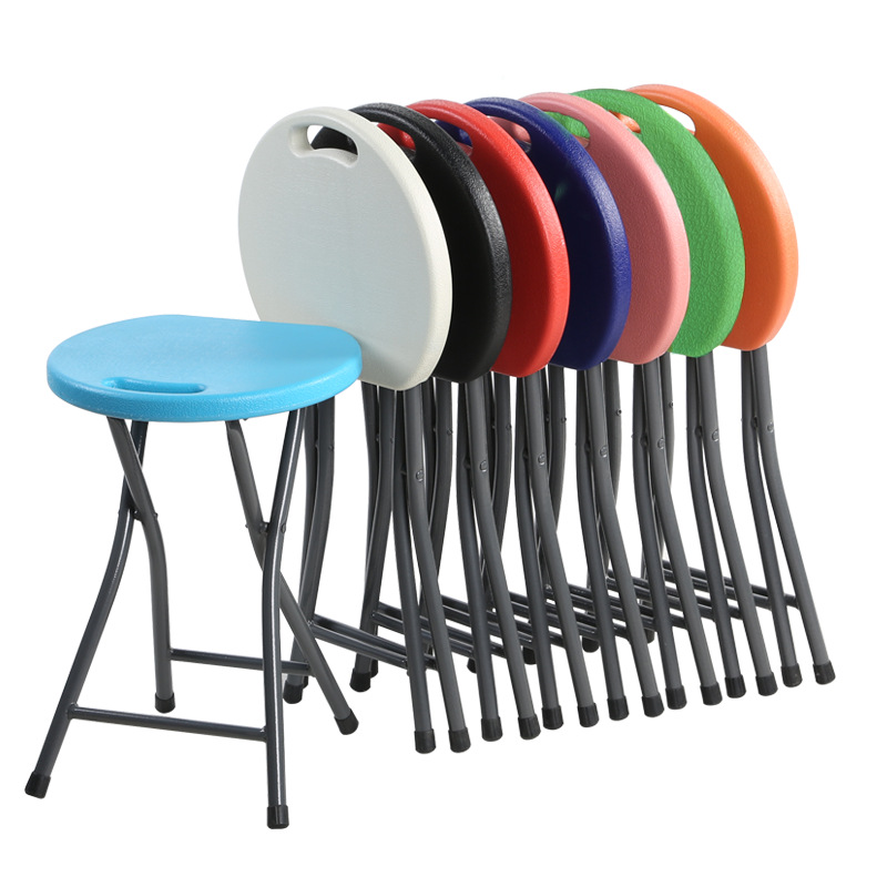 厂家直销 简约塑料折叠凳子 家用高脚凳餐桌凳 便携户外手提凳