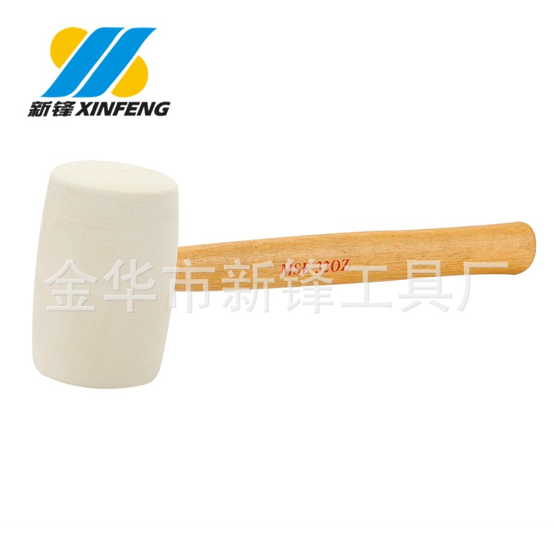 厂家供应 美式木柄橡胶锤子  白色橡胶锤锤可定牌