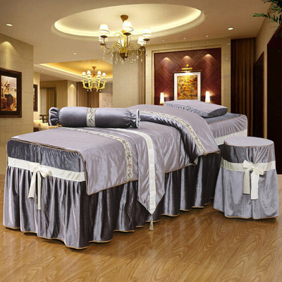 娇奢加厚荷兰绒美容床罩四件套美容院专用皮肤管理床罩可定制logo