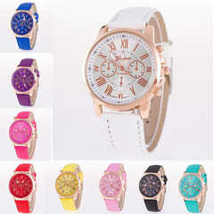 Three-Eye Retro GENEVA Swiss Student Couple's Matching Watches for Men and Women, Leather Strap Quartz Fashion Watches