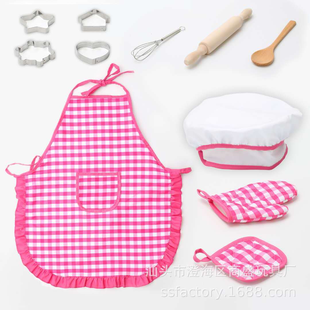 Amazon children's apron cake baking cooking tools kitchen toys play house play cooking set 11 pieces