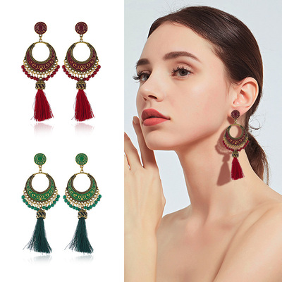 Source factory ins Net Red Explosive money Retro tassels Pendant Earrings Occident fashion Ethnic style Earrings